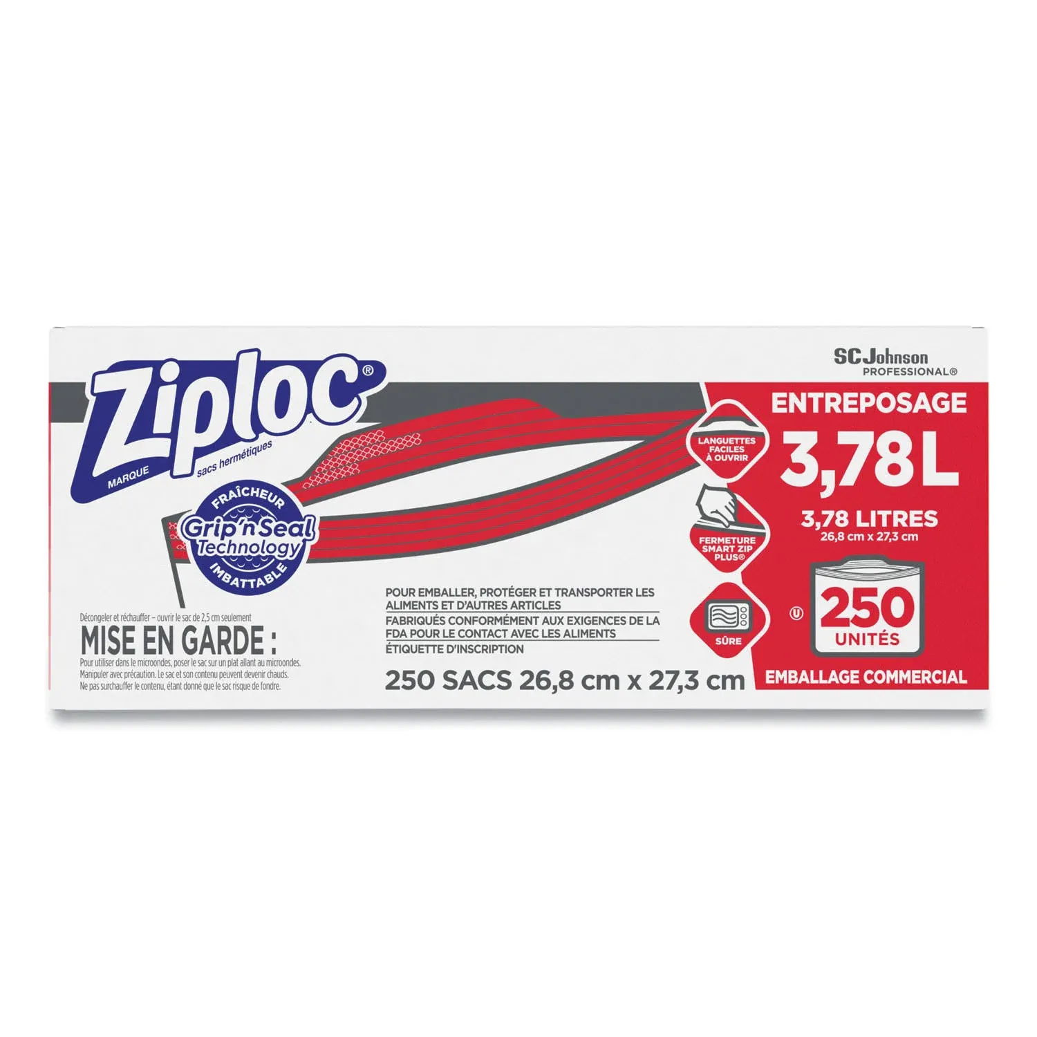 Ziploc Double Zipper Plastic Storage Bags, 1 Gallon, Case of 250 (DRA94602) Category: Ziploc and Plastic Bags