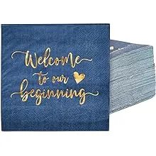 Sparkle and Bash 100 Pack Navy Blue Wedding Cocktail Napkins