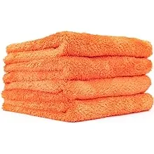 The Rag Company - Eagle Edgeless 500 (4-Pack) Professional Korean 70/30 Blend Super Plush Microfiber Detailing Towels, 500GSM, 16in x 16in, Orange