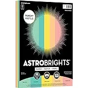 Astrobrights Punchy Pastel Paper Assortment, 85 x 11, 24 lb, 5-Color Assortment, 200 Sheets (91741)