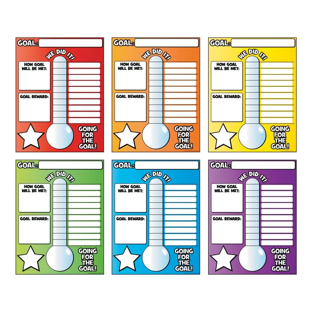 Fun Express Vertical Goal Thermometer Poster - Classroom Decorations - 6 Pieces