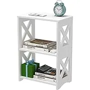 LUCKNOCK 3-Tiers Side Table Narrow End Table with Storage Shelf