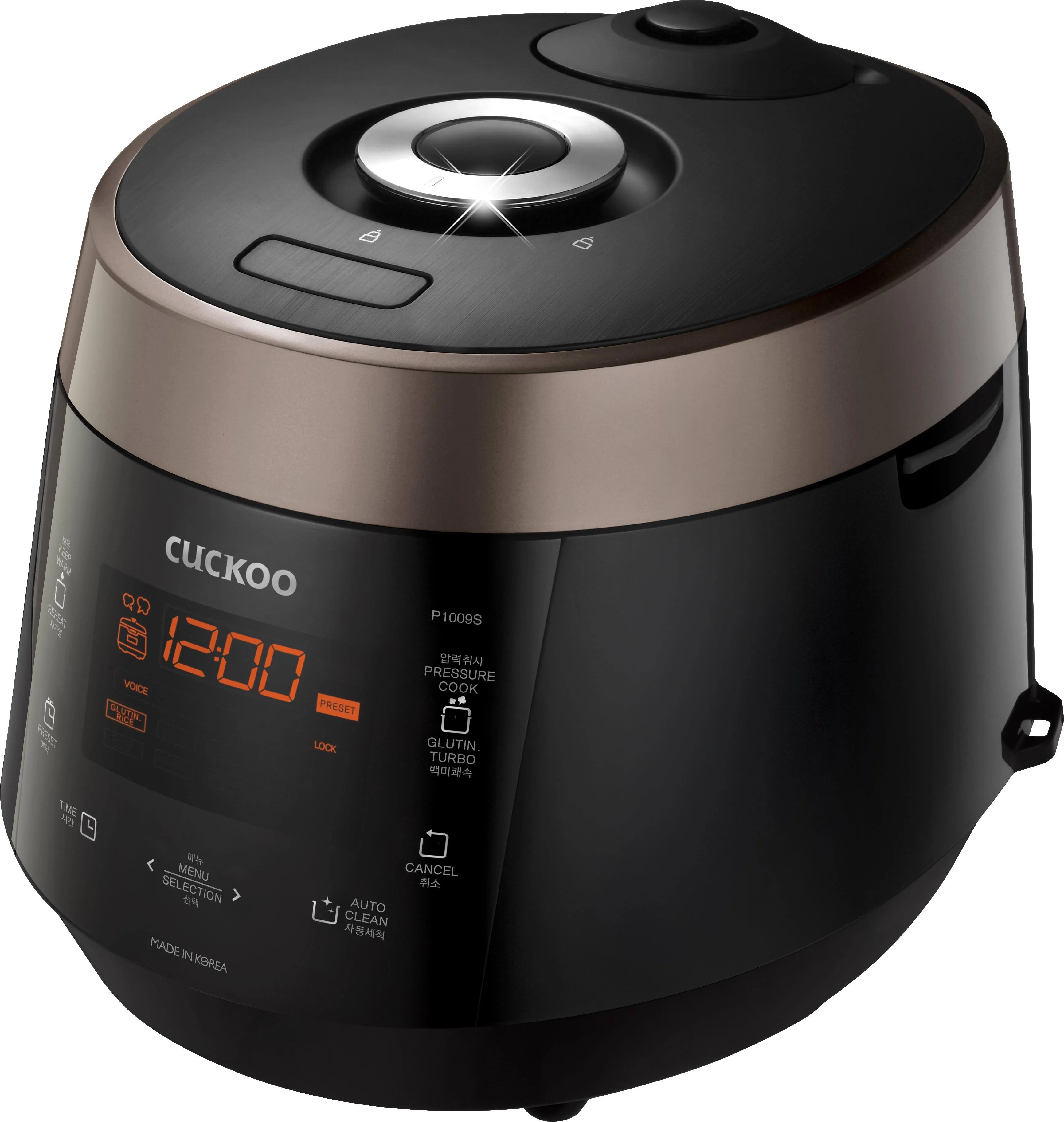 CUCKOO CRP-ST1009FG 10-Cup (Uncooked) / 20-Cup (Cooked) Twin Pressure Rice Cooker & Warmer with Nonstick Inner Pot, 16 Menu Modes, 3 Voice Guide, Auto Clean (Gray)