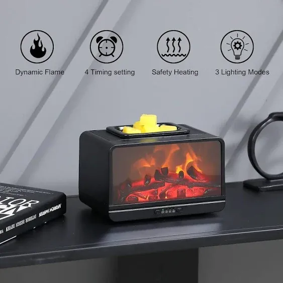 Dynamic Flame Fireplace Electric Wax Melt Warmer PTC Heating Plate Monochromatic