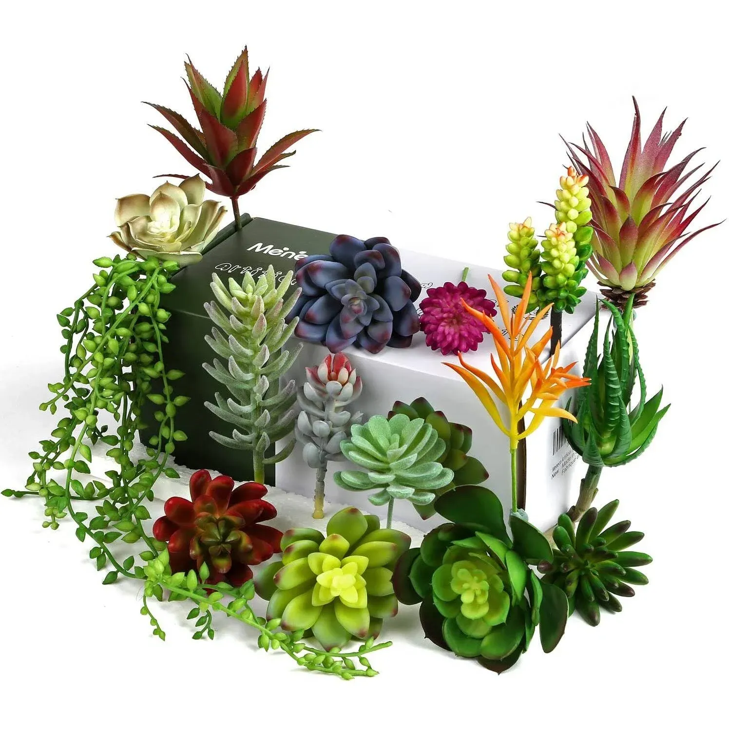 Meneco Faux Succulents Artificial Plants – 16 Pack Lifelike Fake Succulent Plants ...