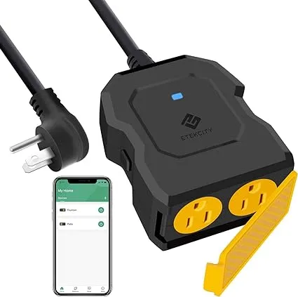 Outdoor Smart Plug, Etekcity Outdoor WiFi Outlet with 2 Sockets, Works with Alexa & Google Home, Wireless Remote Control, Energy Monitoring & Timer