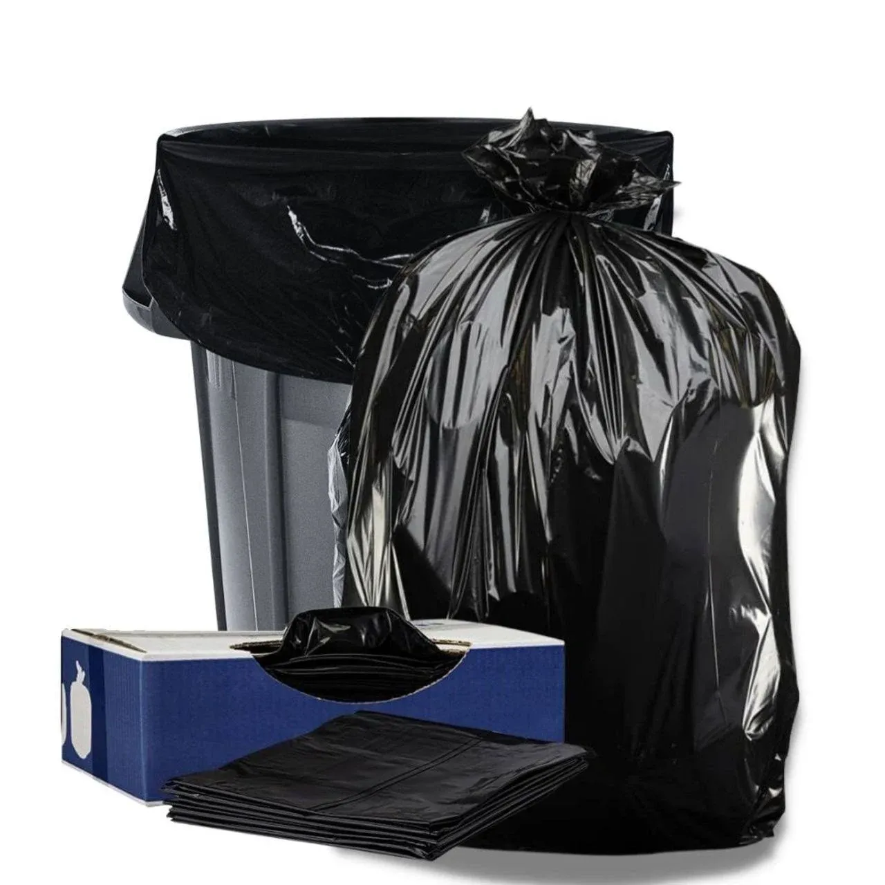 Plasticplace 56 gallon Trash Bags │ 1.5 Mil │ Black Heavy Duty Garbage Can Liners │ 38” x 58” | 50 Count (Pack of 1)