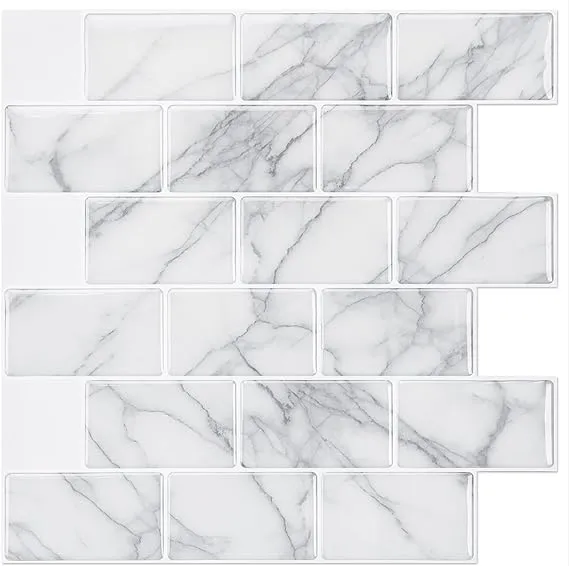 Art3d 10-Sheet Peel and Stick Subway Backsplash, 12 in. x 12in. Stone Design