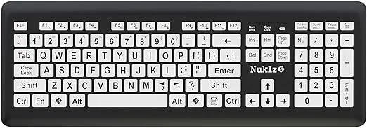 Magnus 325 | Wireless Large Print Full Size Computer Keyboard | High Contrast Black & White Keys | Soft Buttons | Ideal for Visually Impaired, Beginners and Seniors | Plug & Play