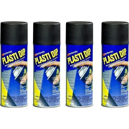 4 PACK PLASTI DIP Mulit-Purpose Rubber Coating Spray BLACK 11oz Aerosol