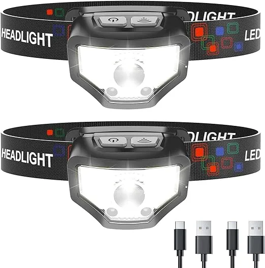 Headlamp Rechargeable, 1200 Lumen Super Bright with White Red LED Head Lamp Flashlight, 12 Modes, Motion Sensor, Waterproof, Outdoor Fishing Camping Running Cycling Headlight