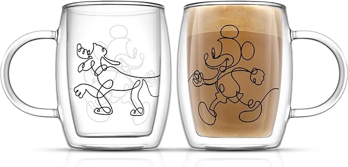 Disney Mickey and Pluto Aroma Glass Mugs - 13.5 oz