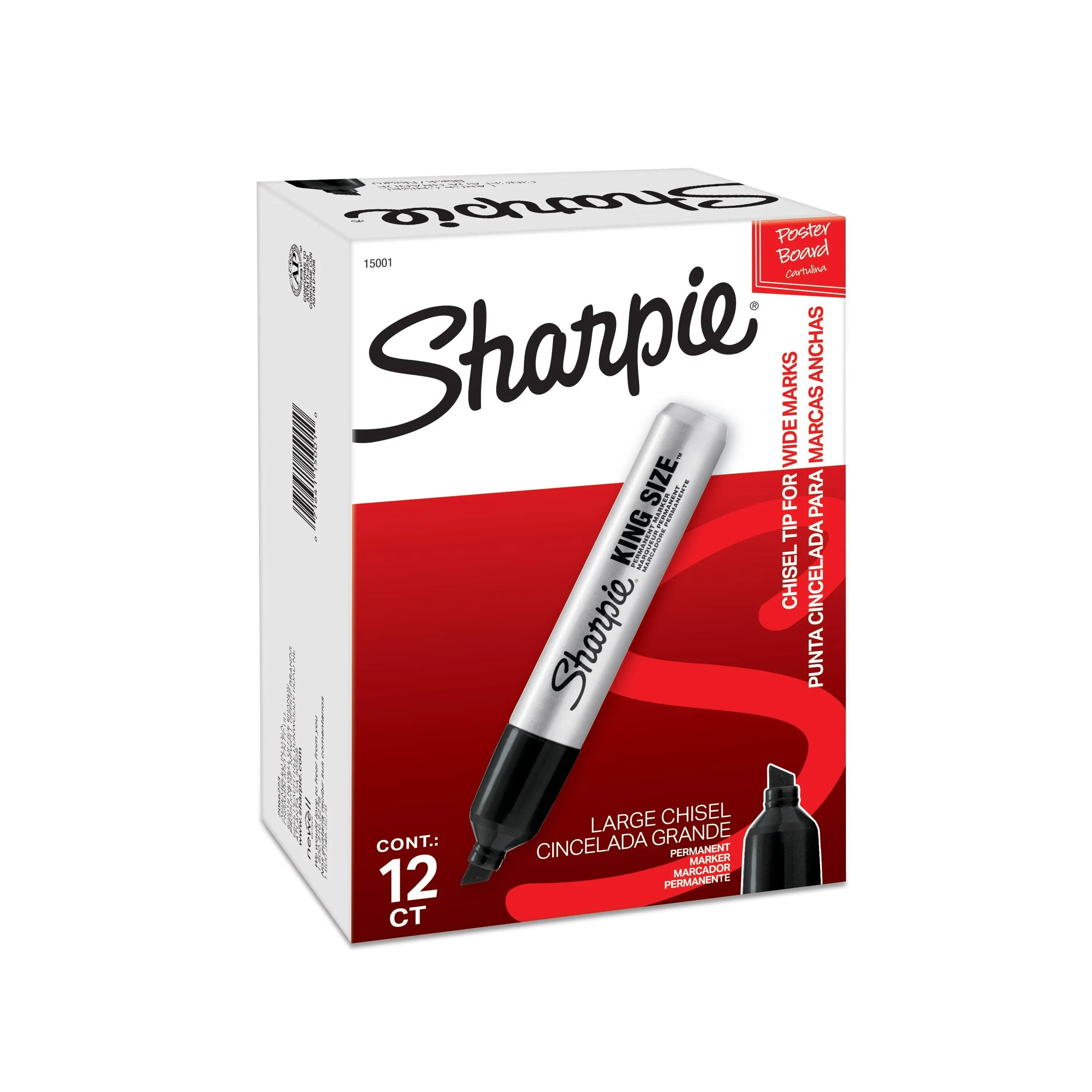 Sharpie King Size Permanent Marker, Chisel Tip, Black Ink, Dozen (SAN15001)