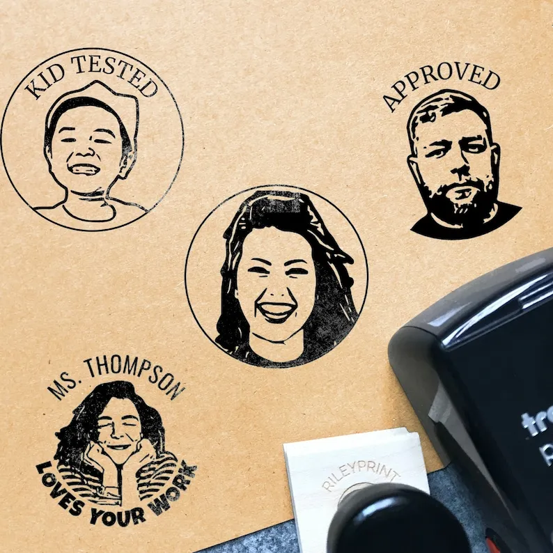 Face Stamp/Make The Stamp in Your Likeness/Custom Portrait Stamps/Best Personalized & Hilarious Gifts for Him and Her/Teacher Gifts (2'')