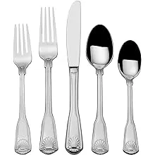 Towle London Shell 45-Piece 18/10 Stainless Steel Flatware Set, Service for 8