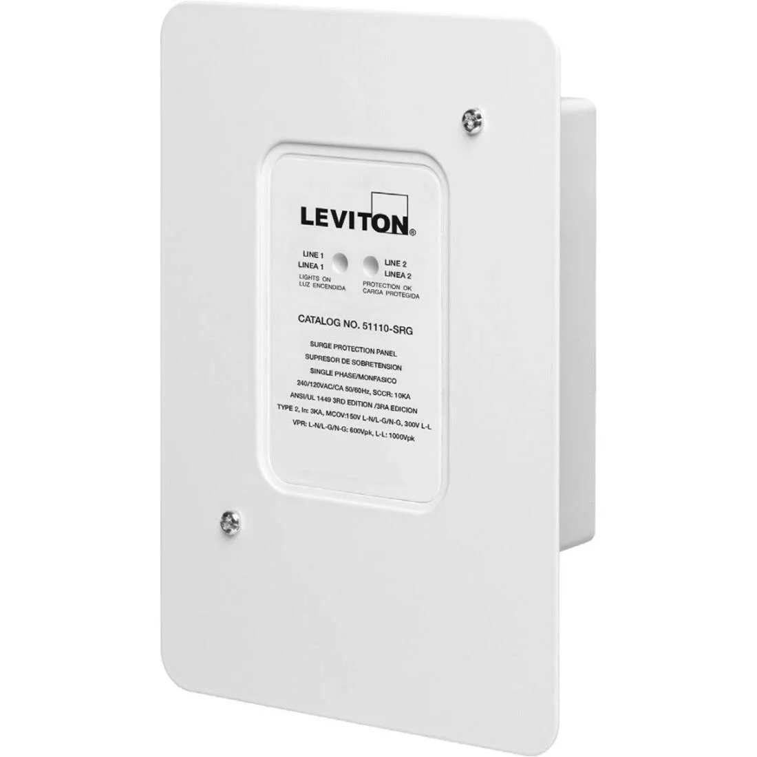 Leviton 51110-SRG Type 2 Residential Whole House Surge Protection Panel, Outdoor NEMA 4X Rated