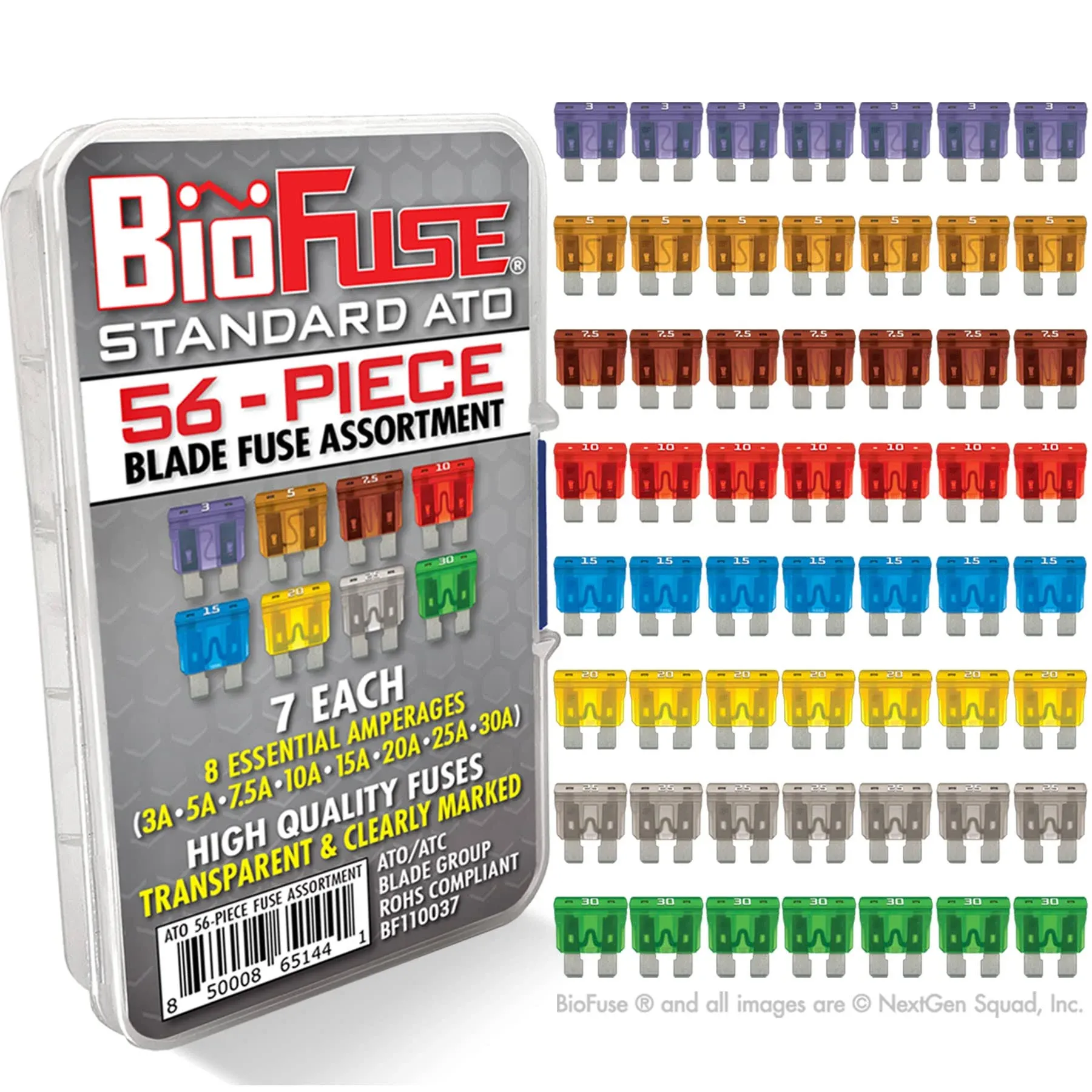 BioFuse® Standard ATO 56 Piece Blade Fuse Assortment AUTO CAR TRUCK MARINE FUSES