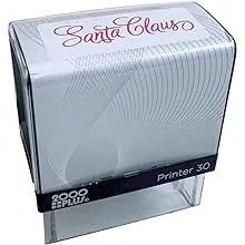 Santa Claus Signature Stamp / 2000 Plus Self Inking Rubber Stamp / 11/16” x 1 13/16" Christmas Holiday Stamp in Red Imprint