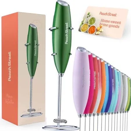 Peach Street Powerful Handheld Milk Frother Mini Frother Wand Battery Operated Stainless Steel Mixer with