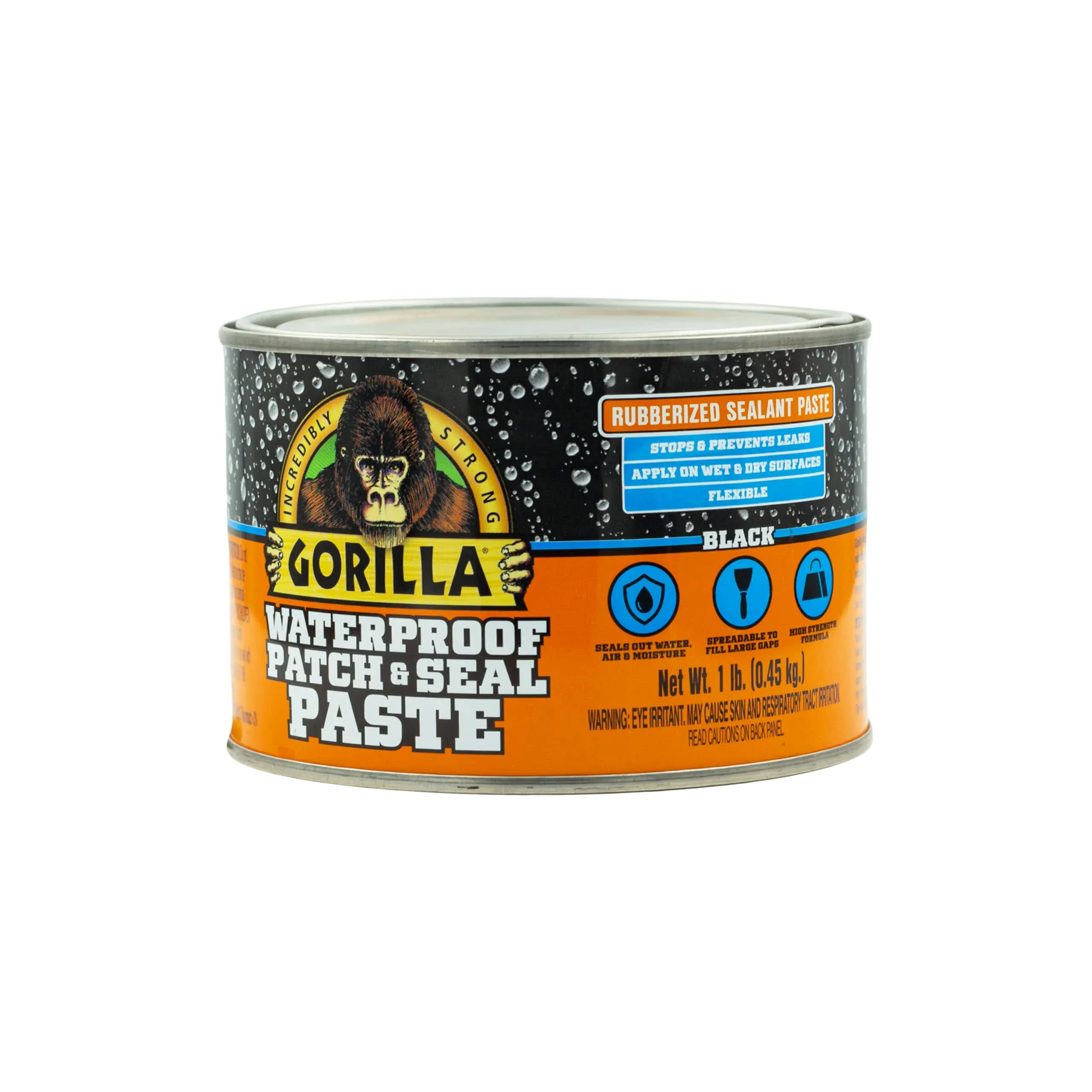 Gorilla Waterproof Patch and Seal Paste Black 1 Pound Industrial Sealant Can