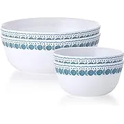 Corelle Milkglass 4-pc (12 & 46 oz) Glass Bowl Set, Great for Soup, Cereal, Ramen, Rice, Dessert, Microwave and Dishwasher Safe, Harmony