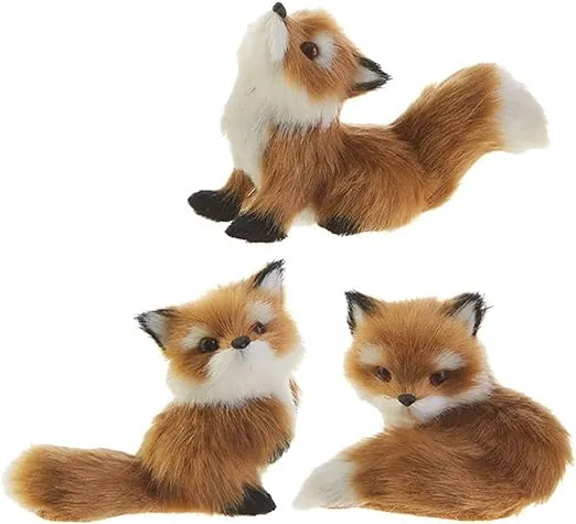 RAZ Imports Red Foxes Christmas Tree Ornaments 3 Piece Set 4 Inch Fox