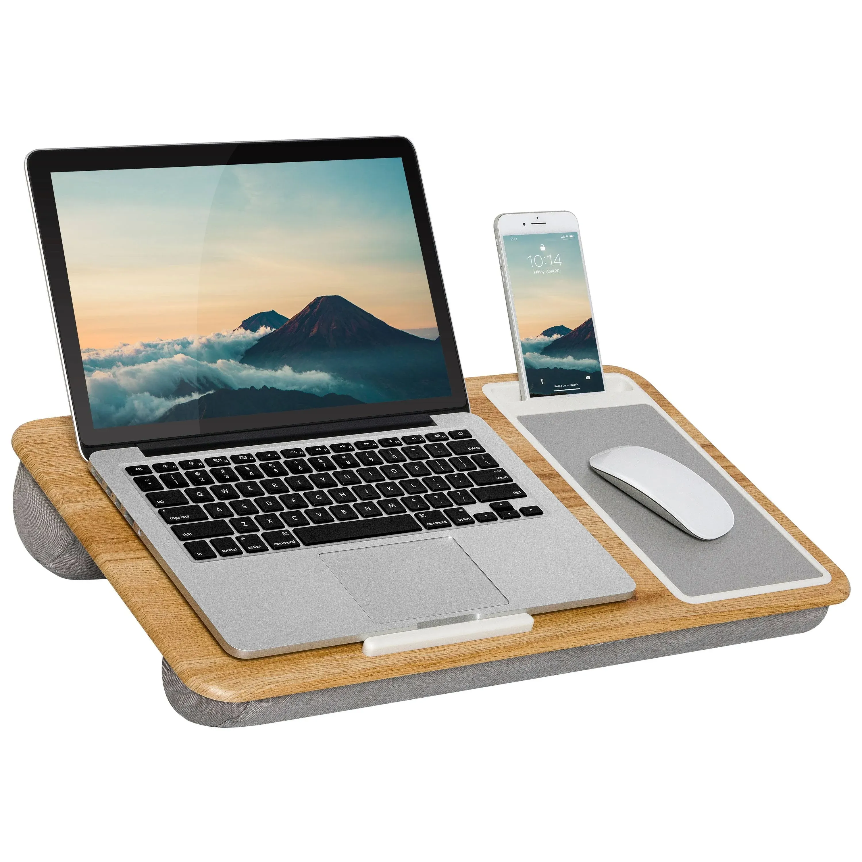 LAPGEAR Home Office Pro Lap Desk with Wrist Rest, Mouse Pad, and Phone Holder - White Marble - Fits Up to 15.6 Inch Laptops - Style No. 91591