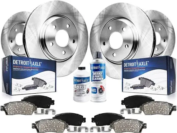 Detroit Axle - Brake Kit for 15-19 Ford Flex Explorer Lincoln MKS MKT Taurus 13.86" inch Front & 13.58" inch Rear Disc Brake Rotors 2015 2016 2017 2018 2019 Replacement Ceramic Brakes Pads