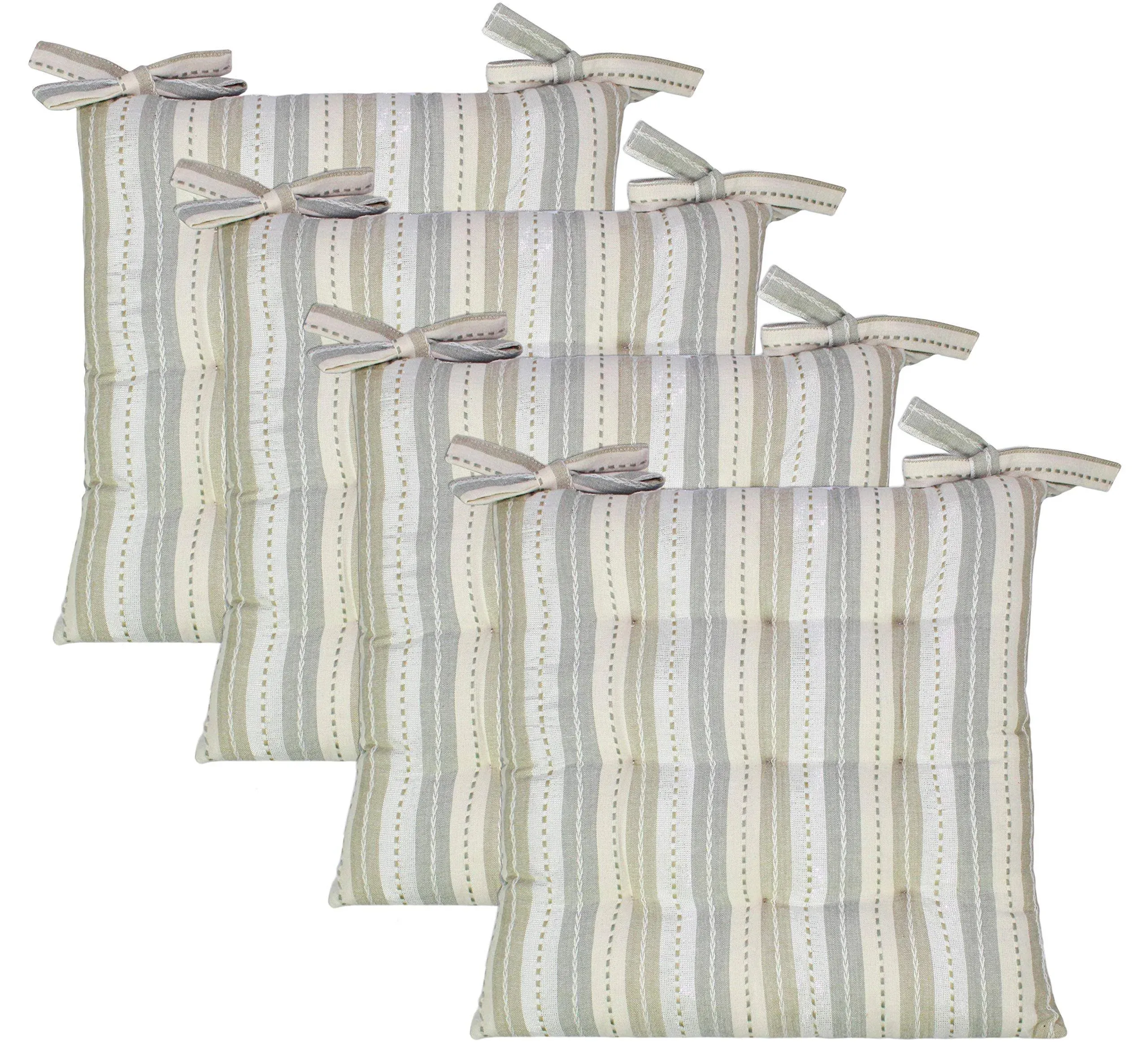 COTTON CRAFT Chair Cushion Pads - Set of 4 - Salsa Stripe - Dining Kitchen Offic