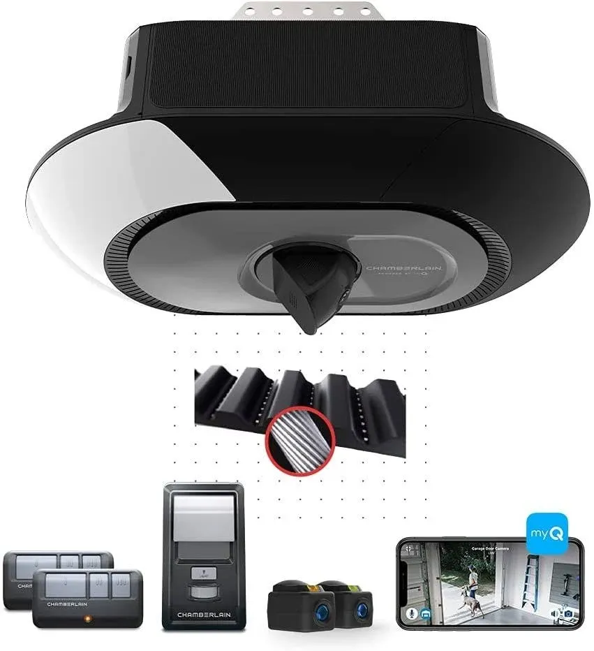 3/4 HP LED Video Quiet Belt Drive Smart Garage Door Opener with Integrated Camera