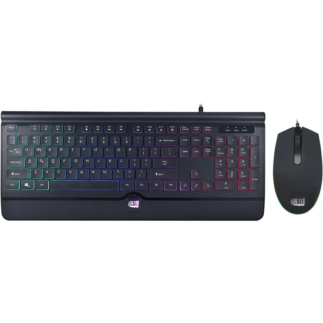 Adesso Backlit Gaming Keyboard And Mouse Combo, Usb, Black