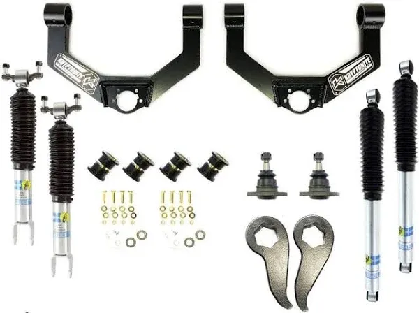 kryptonite kr20stage3bil stage 3 leveling kit with bilstein shocks for 2020 chevy / gmc 2500/3500