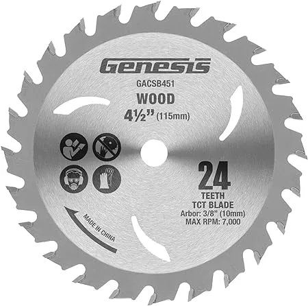 Genesis Circular Saw Blade Premium 4 1/2 Inch 24 Teeth Tungsten Carbide Tipped