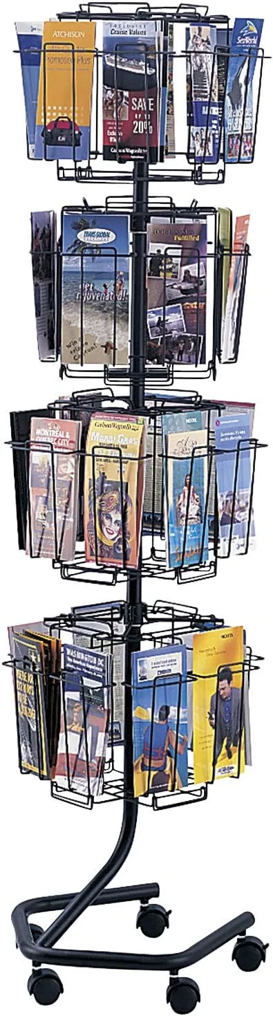 Safco Products 4128CH 32 Pockets Wire Brochure Display Rack, Charcoal, rotating for increased visibility, Office and Classroom organization