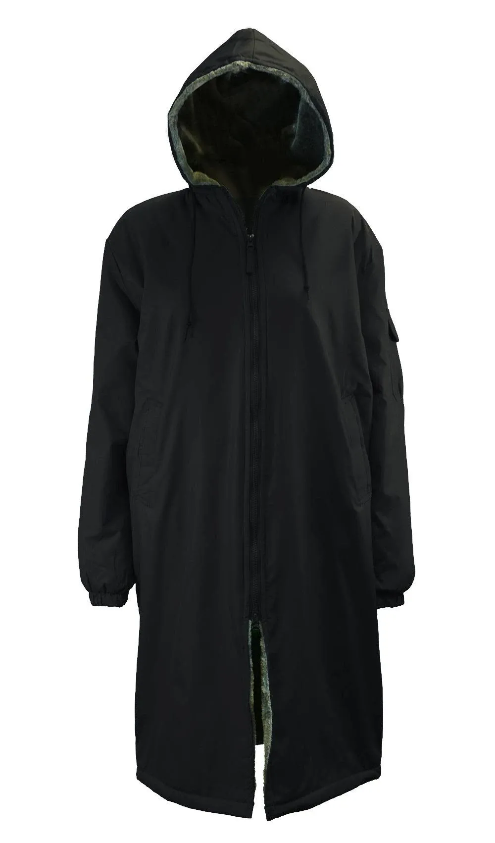 Adoretex Unisex Adult & Youth Faux Fur Lining Swim Parka-PK003-Black-AM