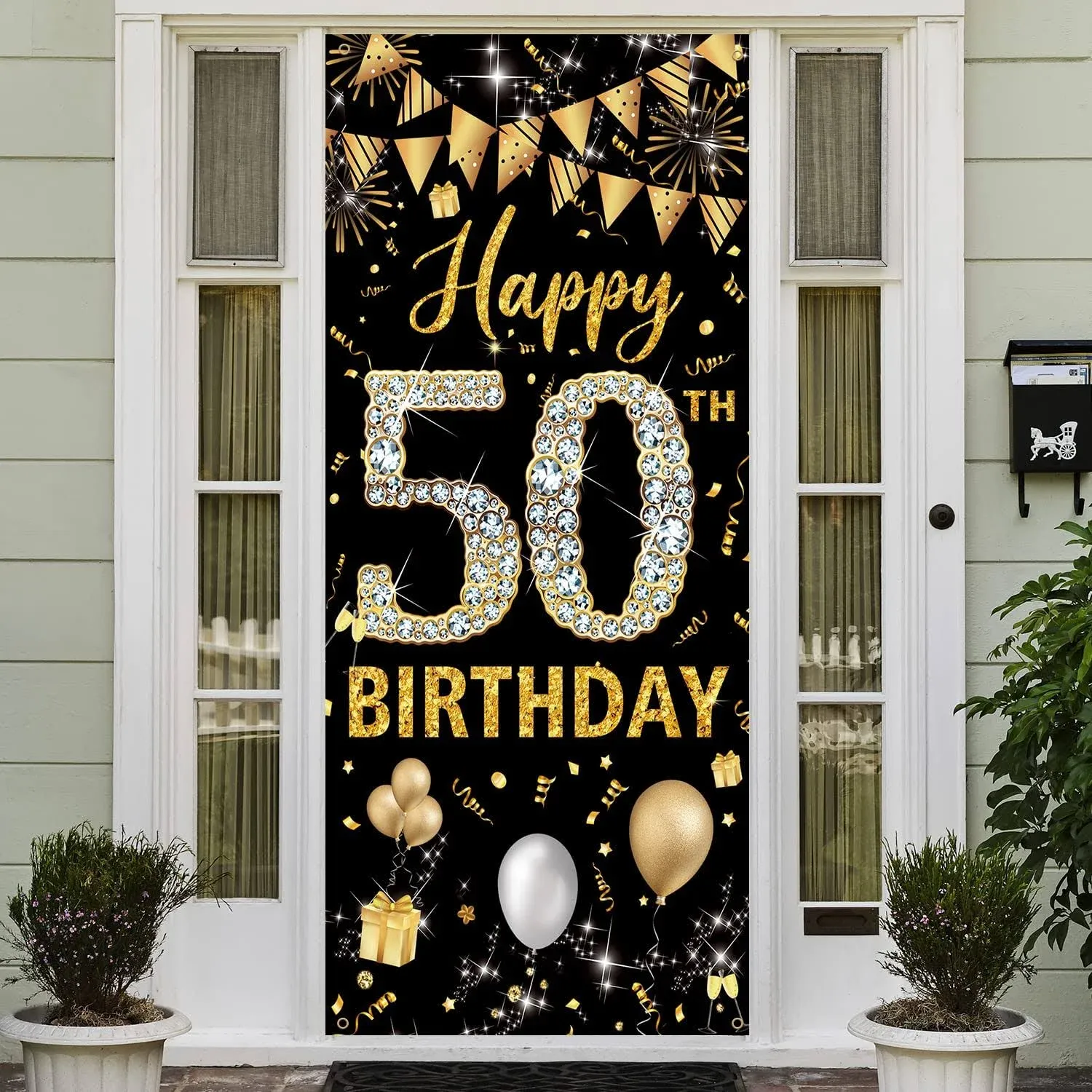 50th Birthday Door Banner, Happy 50th Birthday Decorations Men Women, 50 Year...