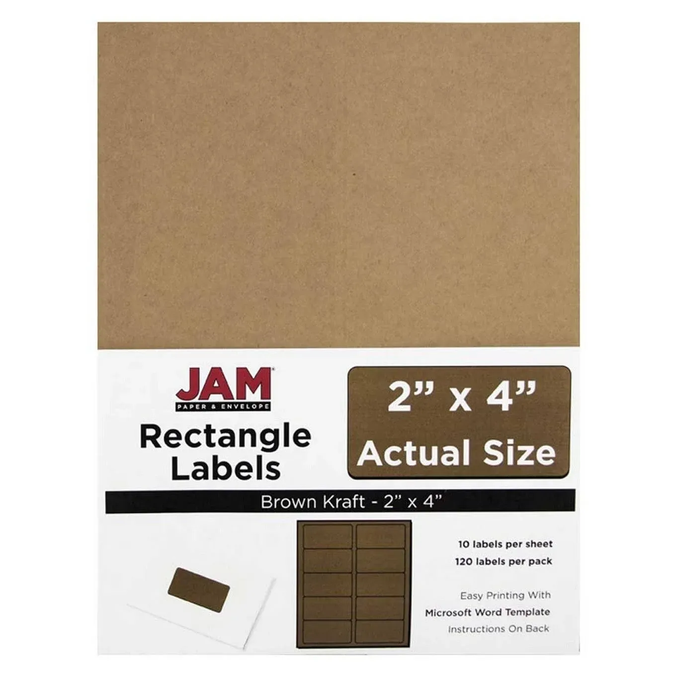 JAM PAPER Shipping Address Labels - Standard Mailing - 2 x 4 - Brown Kraft - 120/Pack