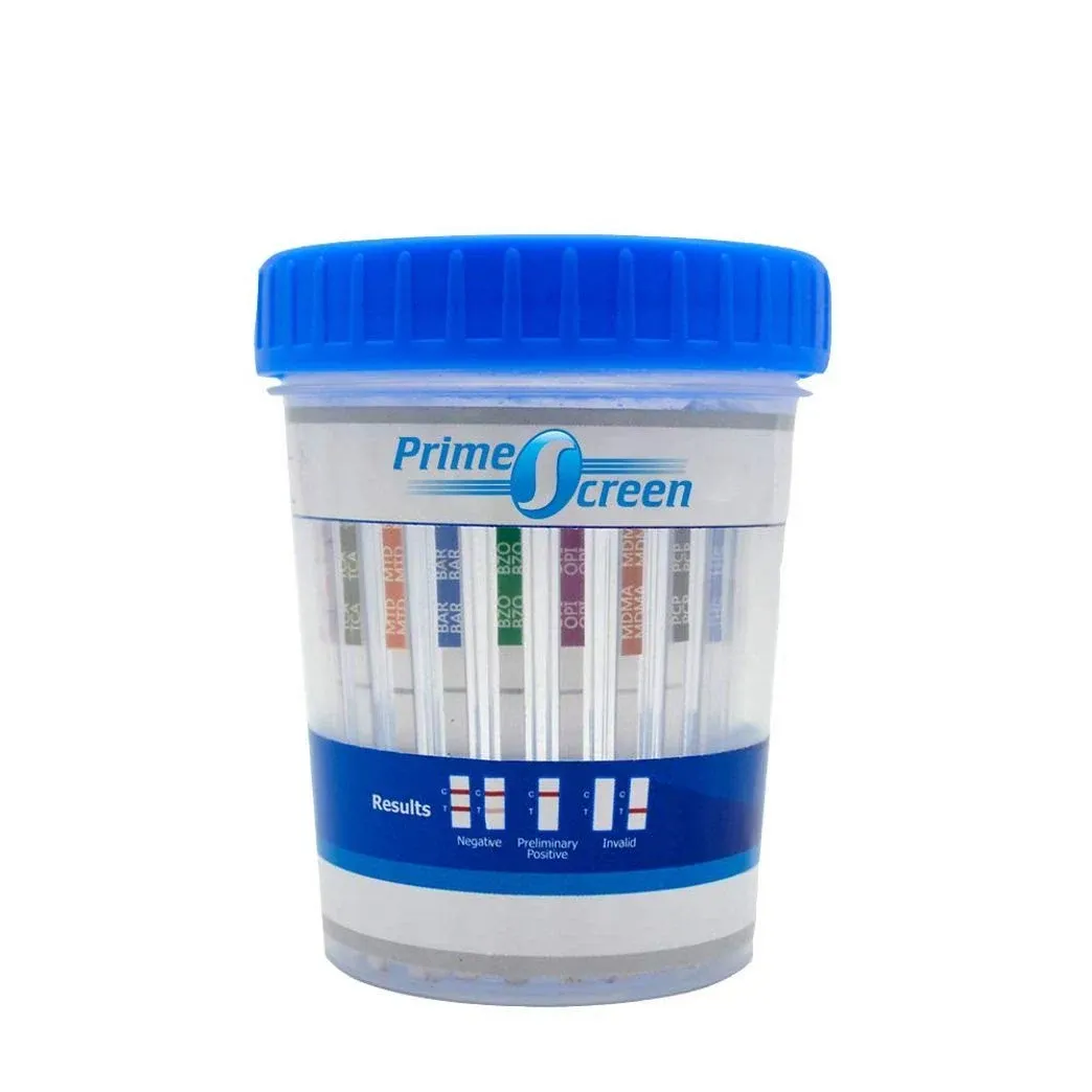 Prime Screen Multi-Drug Urine Test Cup 16 Panel Kit (AMP,BAR,BUP,BZO,COC,mAMP,MDMA,MOP/OPI,MTD,OXY,PCP,THC, ETG, FTY, TRA, K2) -[1 Pack]-CDOA-9165EFTK