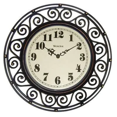 Wrought Iron Style Bronze Analog Quartz Accuracy 12&#034; Round Wall Clock Room US