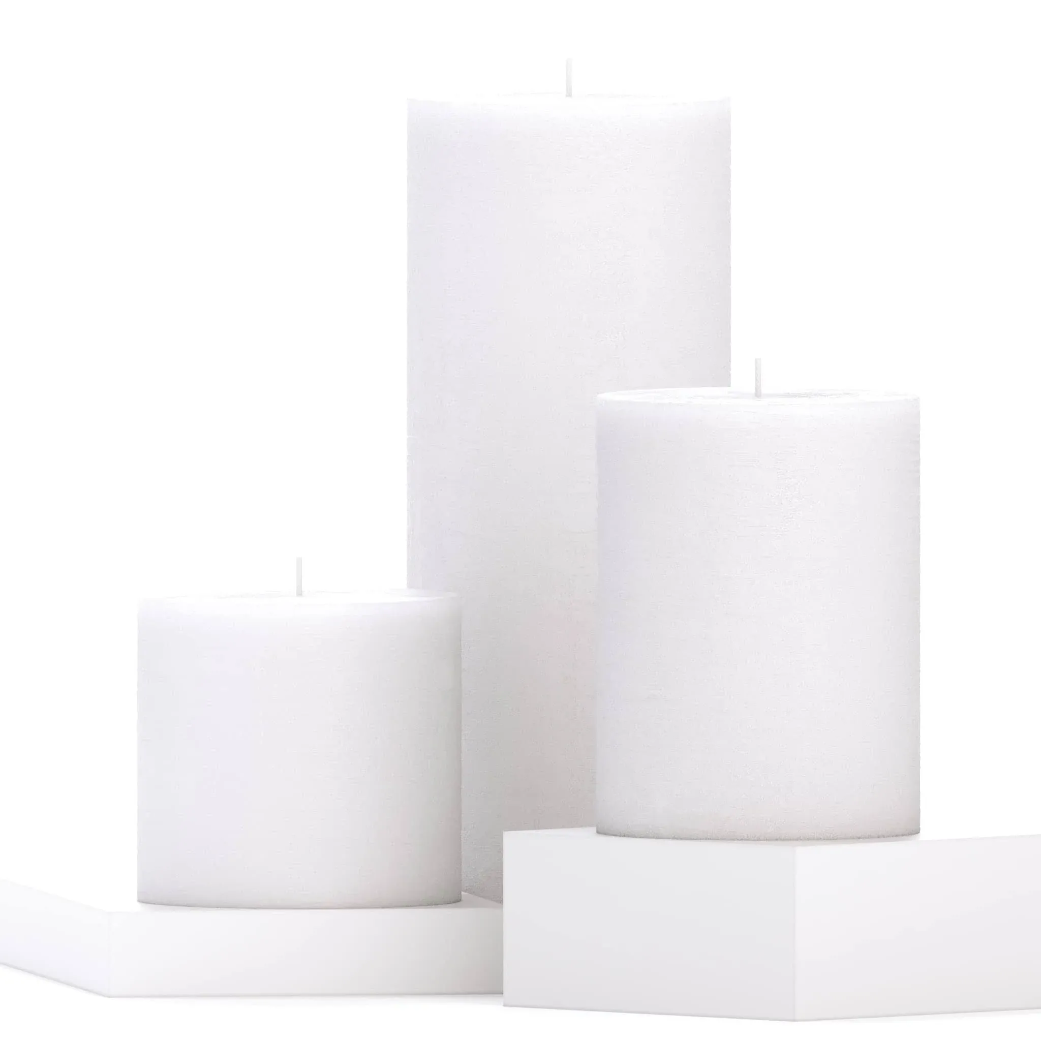 CANDWAX Assorted Candles Pillar Set of 3 Rustic Pillar Candles includes 3", 4" and 8" Unscented Candles