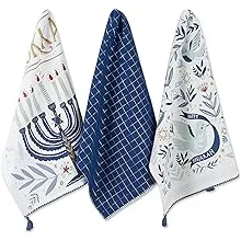 DII Hanukkah Collection Kitchen, Dishtowel Set, 18x28, Happy Hanukkah, 3 Piece