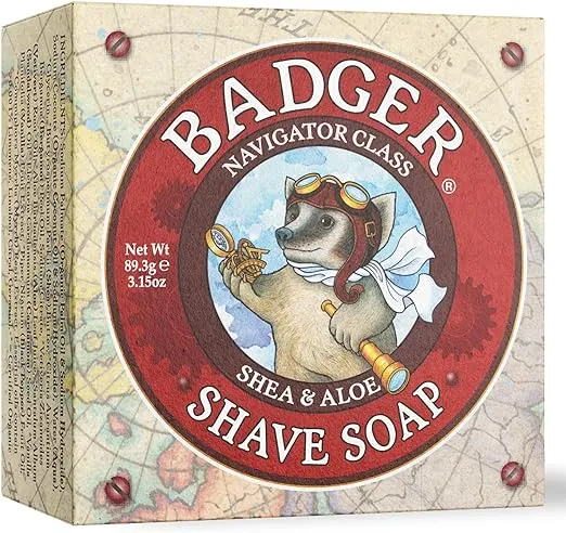 Badger - Shaving Soap Puck, Aloe Vera & Coconut Oil with Bergamot Essential Oil, Natural Shave Soap Puck, Mens Shaving Soap Bar, Shaving Cream Puck, 3.15 oz Bar