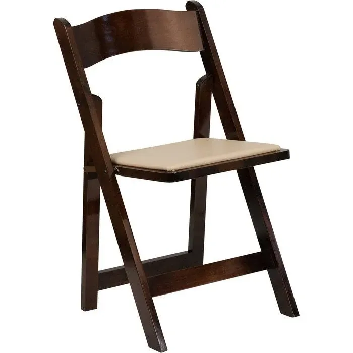 Flash Furniture Fruitwood Folding Chair, Beige