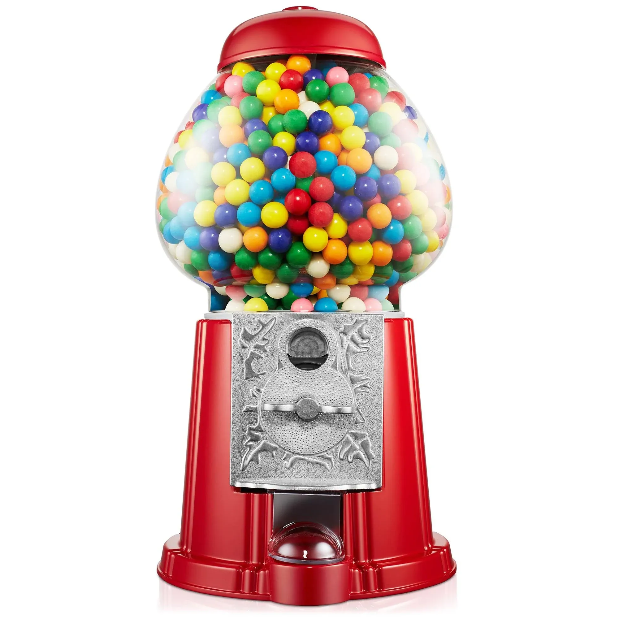 Olde Midway 15" Gumball Machine with Bank - Red, Vintage-Style Bubble Gum Candy Dispenser