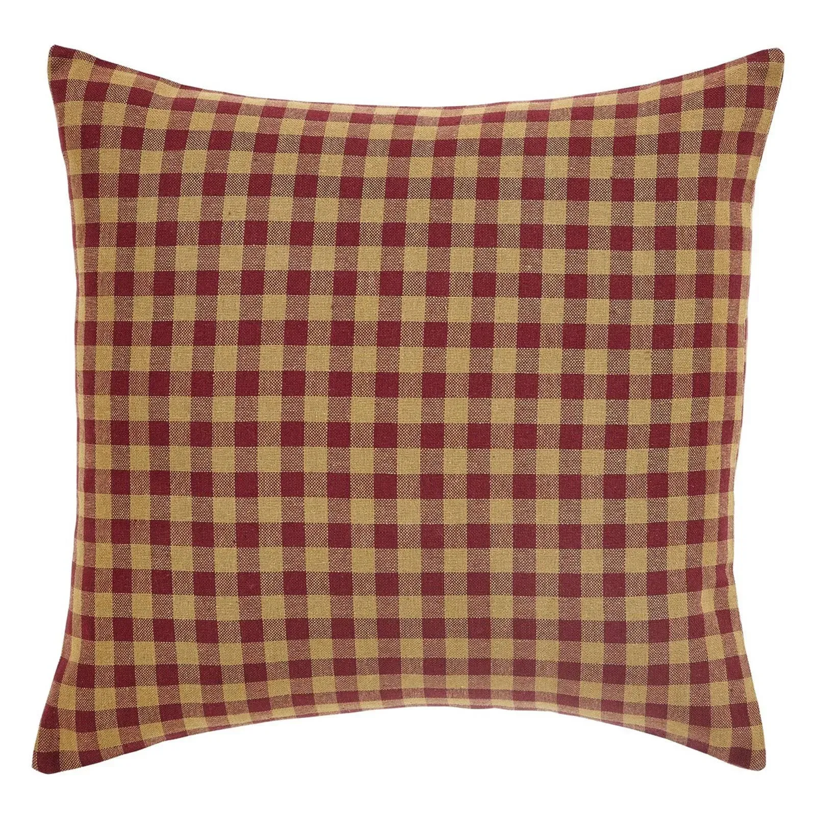 VHC Brands Burgundy Check Fabric Pillow