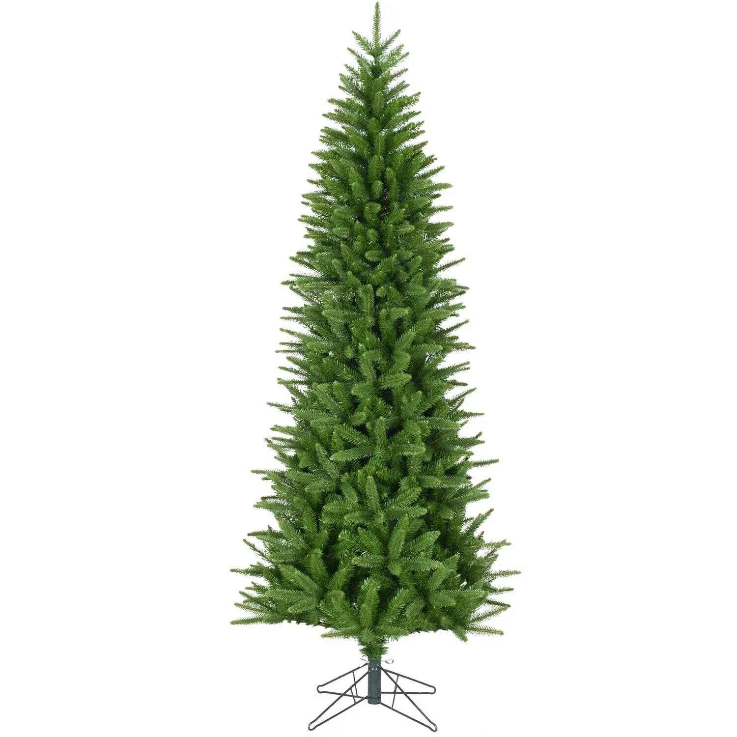 Fraser Hill Farm Winter Falls Slim Christmas Tree with Metal Base, 9 Feet Tall | No Lights Included | Perfect Christmas Tree for Living Rooms, Dens, and Family Rooms | FFWF090-0GR, Green