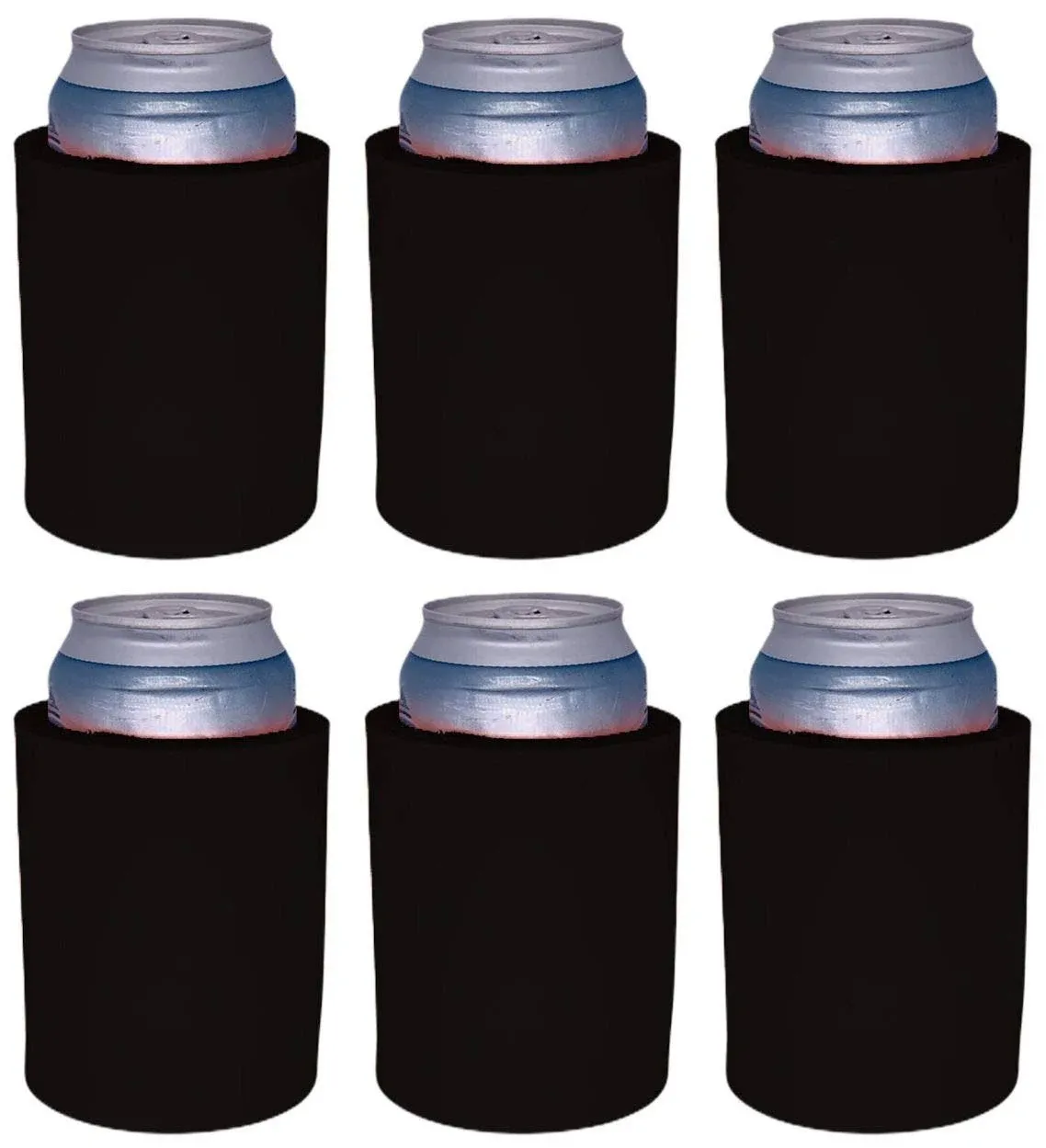 Blank Thick Foam Old School Can Cooler (6 Pack, Black)