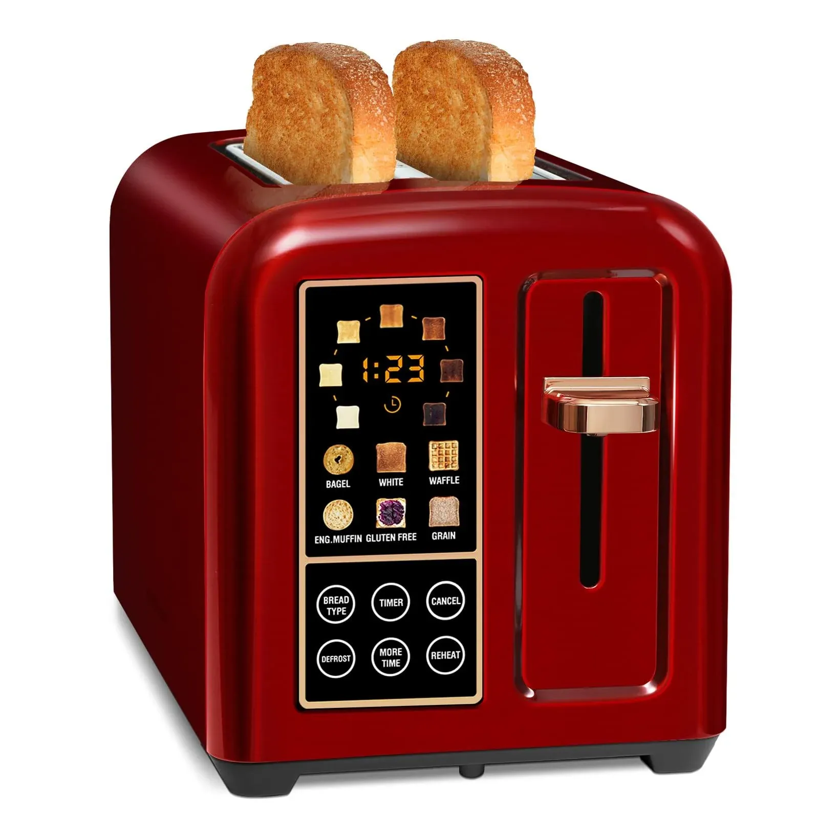 SEEDEEM 2 Slice Toaster, Stainless Steel Bread Toaster with Touch LCD Display, 50 ...