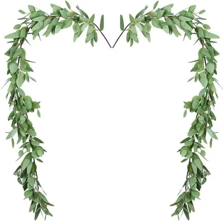 CEWOR 3 Pack Artificial Eucalyptus Garland 146 Leaves Greenery Silk Eucalyptus Leaves Vines Artificial Silver Dollar Eucalyptus Plants for Wedding Party Home Decoration