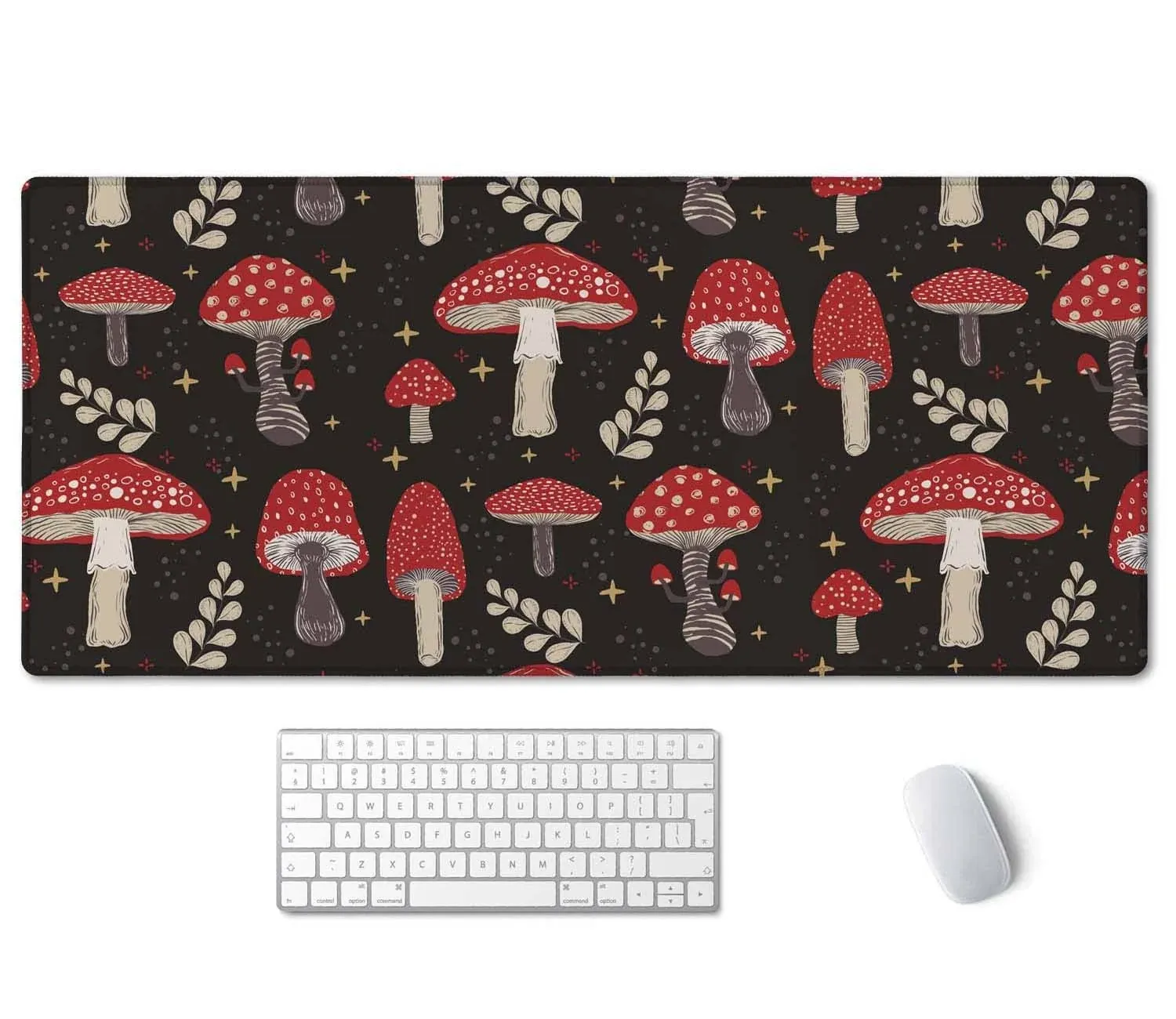 Cute Mushroom Pattern Desk Mat Extended Mouse Pad Large Gaming Mouse Pad 35.5...